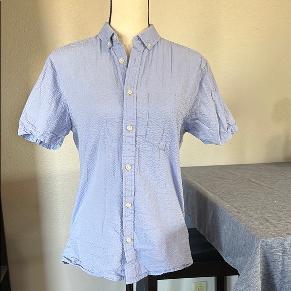 ASOS Women’s Size XS Blue Short Sleeve Button Down Shirt - Picture 1 of 6